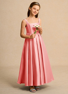 Azazie Mochi Girl Junior Formal Flower Girl Klänningar Klä Balklänning i Matt satäng Plisserad image4