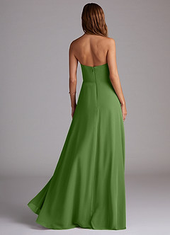 Azazie Wren Robes de demoiselle d'honneur Robe Trapèze Convertible en Mousseline de soie Fente Latérale Basilic image4