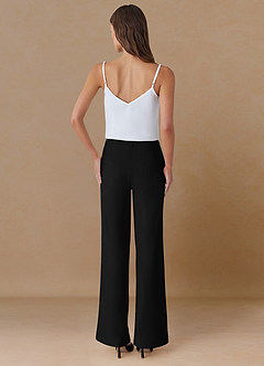 front Marina Black Refined Weave Straight-Leg Pants