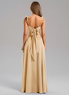 Azazie Everett Abiti da Damigella Abito A-Line in Raso Elasticizzato Oro image2