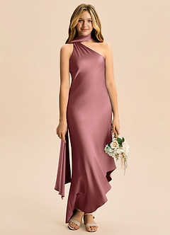 Azazie Briony Junior Etui Plissee Stretch-Satin Kleid Amethyst image5