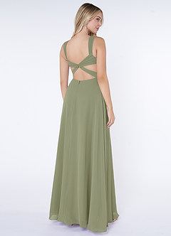 Azazie Nahrin Bridesmaid Dresses Pistachio A-Line V-Neck Pleated Chiffon Dress image4
