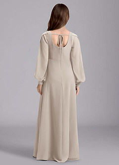 Azazie Bondi Junior Abito A-Line in Chiffon Blusa Gelo image2