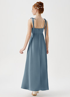 Azazie Rosey Junior Robe Trapèze en Satin extensible Encolure en Forme de Cœur Bleu Poussiéreux image6
