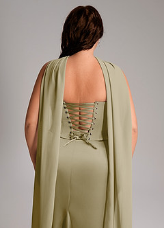 Azazie Sorrel Bridesmaid Dresses Moss Green Mermaid Strapless Stretch Satin Convertible Dress image11