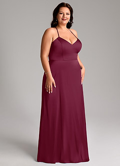 Azazie Mei Bridesmaid Dresses Mulberry A-Line V-Neck Stretch Satin Dress image10