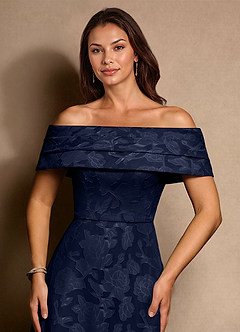 Azazie New Britain Moeder van de bruid jurken A-Lijn Jurk van Bloemen Burn-out Geplooid Donkere Marine image5