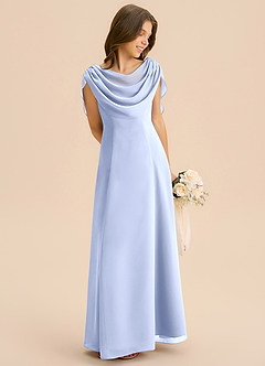 Azazie Lambie Junior Ice A-Line Pleated Chiffon Dress image5