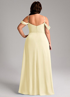 Azazie Marley 신부 들러리 드레스 A라인 오프 더 숄더 쉬폰 바닥 길이 드레스 image12