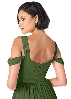 Azazie Lianne Jurken voor bruidsmeisjes Jurk van Chiffon met A-Lijn Off the Shoulder Olijf image6