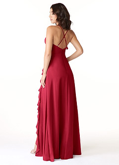 Azazie Tarni Bridesmaid Dresses Scarlet A-Line Chiffon Dress image2