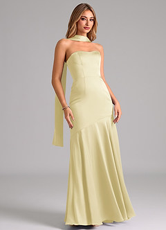 Azazie Shiloh Bridesmaid Dresses Lemon Sorbet Mermaid Strapless Stretch Satin Convertible Dress image3