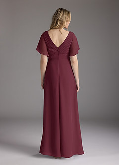 Azazie Alessa Mère de la mariée Robes Robe Trapèze en Mousseline de soie Col V plissé Cabernet image10