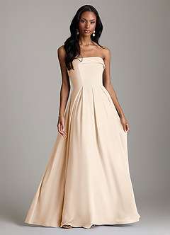 Azazie Lucienne Bridesmaid Dresses White Alabaster A-Line Strapless Chiffon Convertible Dress image1