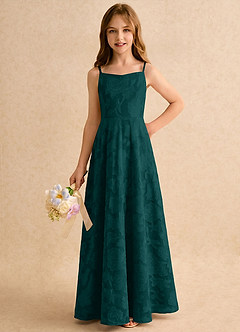 Azazie Jaella Girls Formal Flower Girl Klänningar Klänning A-Line i Blommig Utbrändhet Plisserad image4