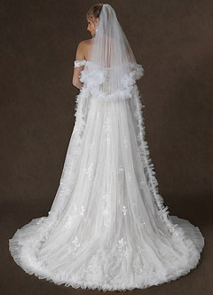 front Sophia Cut Edge Two Tier Chapel Veil