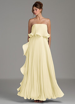 Azazie Alexia Bridesmaid Dresses Lemon Sorbet A-Line Ruched Chiffon Dress image6