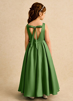 Azazie Pepper Flower Girl Dresses Basil A-Line Pleated Matte Satin Dress image1