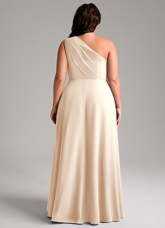 Azazie Phaedra Bridesmaid Dresses White Alabaster A-Line One Shoulder Chiffon Dress image2