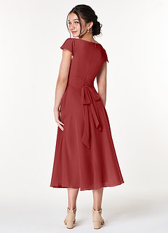 Azazie Payton Junior Rust A-Line Bow Chiffon Dress image2