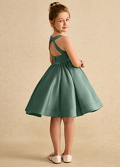 Azazie Julietta Flower Girl Dresses Eucalyptus Ball-Gown Convertible Tulle Dress image8