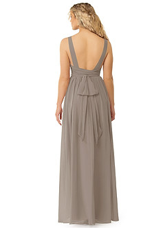 Azazie Kora Bridesmaid Dresses Taupe A-Line Pleated Chiffon Dress image2