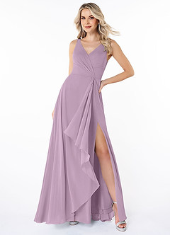 Azazie Calvi Bridesmaid Dresses Wisteria A-Line Ruched Chiffon Dress image4