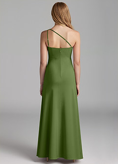 Azazie Mika Junior Juniper A-Line Pleated Stretch Satin Dress image2