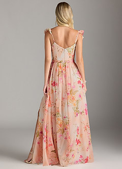 Azazie Nalin Bridesmaid Dresses Abstract Bouquet Floral A-Line Ruched Chiffon Dress image7