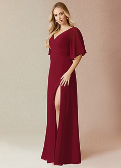 Azazie Cierra Bridesmaid Dresses A-Line V-Neck Chiffon Floor-Length Dress image3