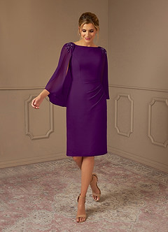Azazie Carmela Mother of the Bride Dresses Grape Sheath Lace Chiffon Dress image5