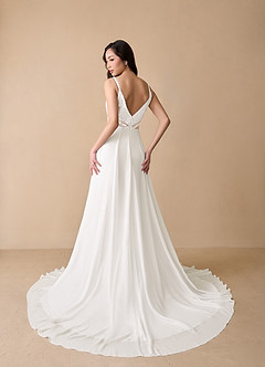 Azazie Moonshine Wedding Dresses A-Line Sequins Chiffon Chapel Train Dress image3
