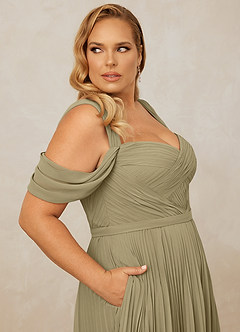 Christian Siriano Bridal for Azazie 1013 Bridesmaid Dresses Moss Green A-Line Off the Shoulder Chiffon Dress image11