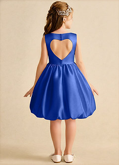 Azazie Nirvana Robe Demoiselle D'honneur Fillette Robe Princesse en Mat Satiné Rayé Bleu Roi image1