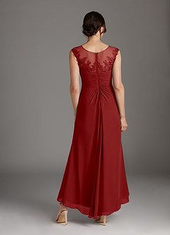 Azazie Endora Mother of the Bride Dresses Rust A-Line Scoop Lace Chiffon Dress image4
