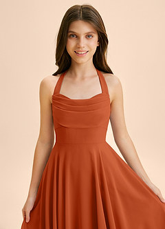Azazie Kady Junior Burnt Orange A-Line Sweetheart Neckline Chiffon Dress image6