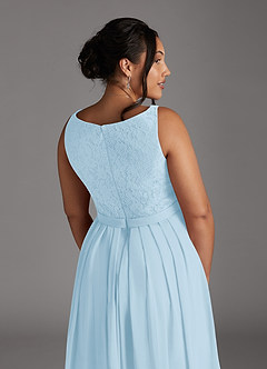 Azazie Ainsling Mother of the Bride Dresses Sky Blue A-Line Square Neckline Lace Chiffon Dress image18