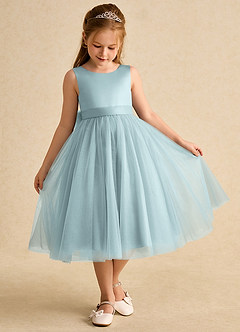 Azazie Winnie Flower Girl Dresses Mist Ball-Gown Bow Tulle Dress image2