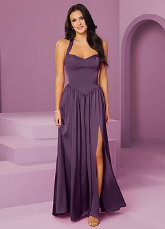 Barbie ♥ Azazie Bridesmaid Dresses Plum A-Line with Pockets Stretch Satin Dress image1