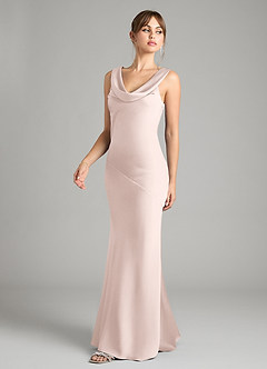 Azazie Rylina Vestidos de damas de honor Vestido de Rosa Rubor de Satén Elástico de Corte Sirena image4