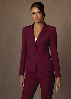 front Whitney Bourgondië Gestructureerd stretch cropped broekpak