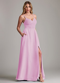Azazie Terese Bridesmaid Dresses Candy Pink A-Line Pleated Chiffon Dress image6