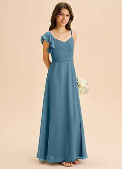 Azazie Kelsea Junior Abito A-Line in Chiffon Increspato Bermuda image5