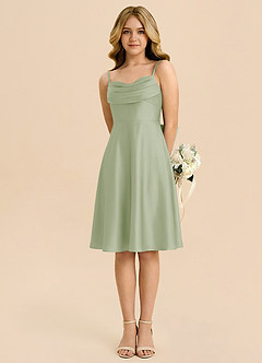 Azazie Bear Vestido de Salvia Polvorienta de Satén Elástico de Corte en A con Escote de Corazón image5