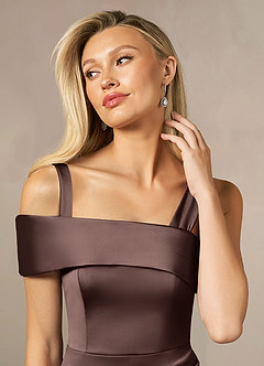 Azazie Laramie Mère de la mariée Robes Robe Sirène en Satin extensible Plissée Ganache image10