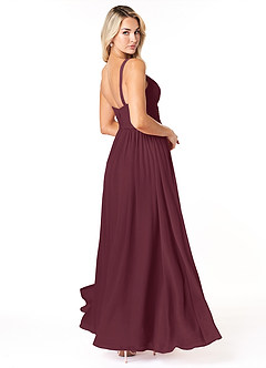 Azazie Chanel Bridesmaid Dresses Cabernet A-Line Pleated Chiffon Dress image5