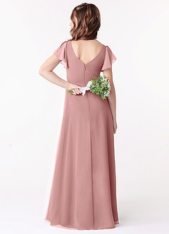 Azazie Omari Junior Dusty Rose A-Line Ruched Chiffon Dress image2