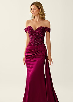 Nerine Burgundy Lace Corset Lace Up Back Mermaid Prom Dress image6