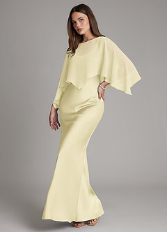Azazie Ambra Brudtärnklänningar Klä av Sjöjungfru i Stretch Satin Plisserad Citronsorbet image5