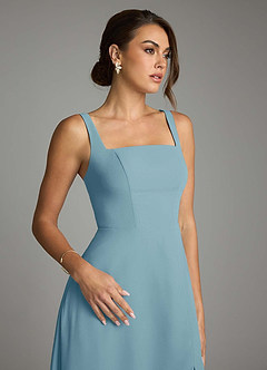 Azazie Debra Bridesmaid Dresses Moody Blue A-Line with Pockets Chiffon Convertible Dress image3
